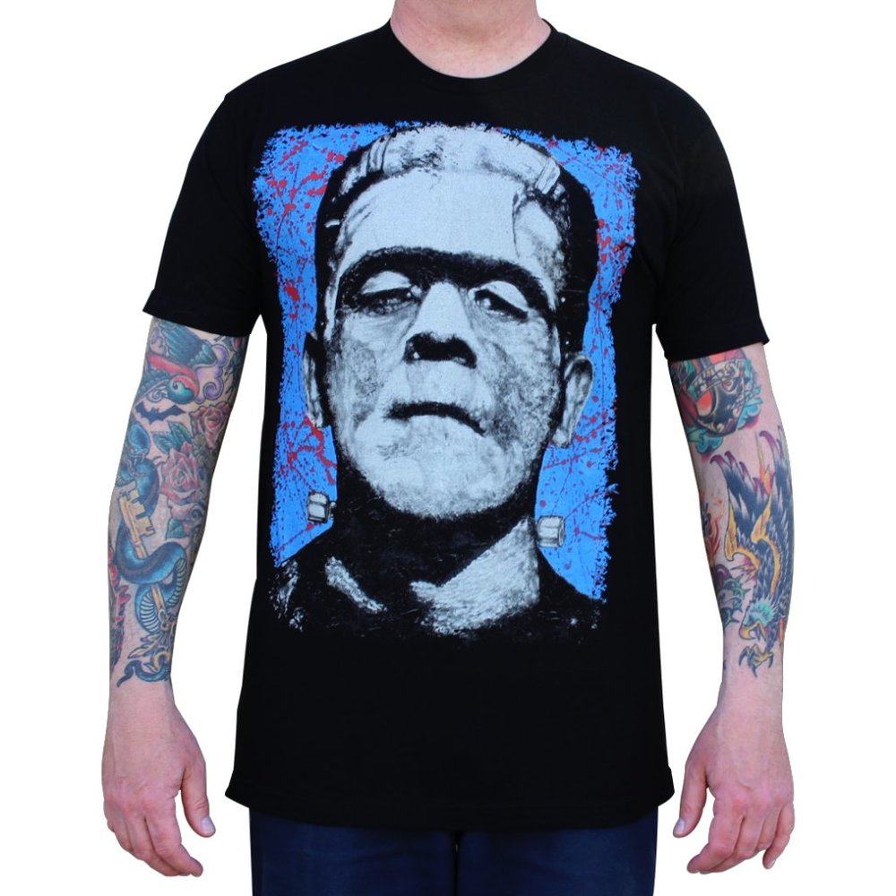 NWT Frankenstein Art Graphic Black Tee S-2XL
